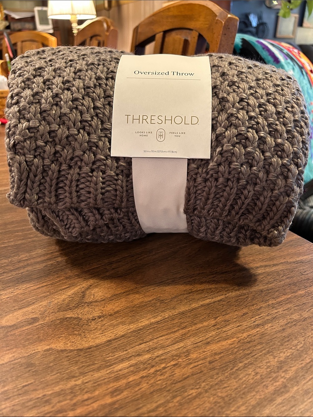 Threshold Oversized Chunky Knit Throw - Gray